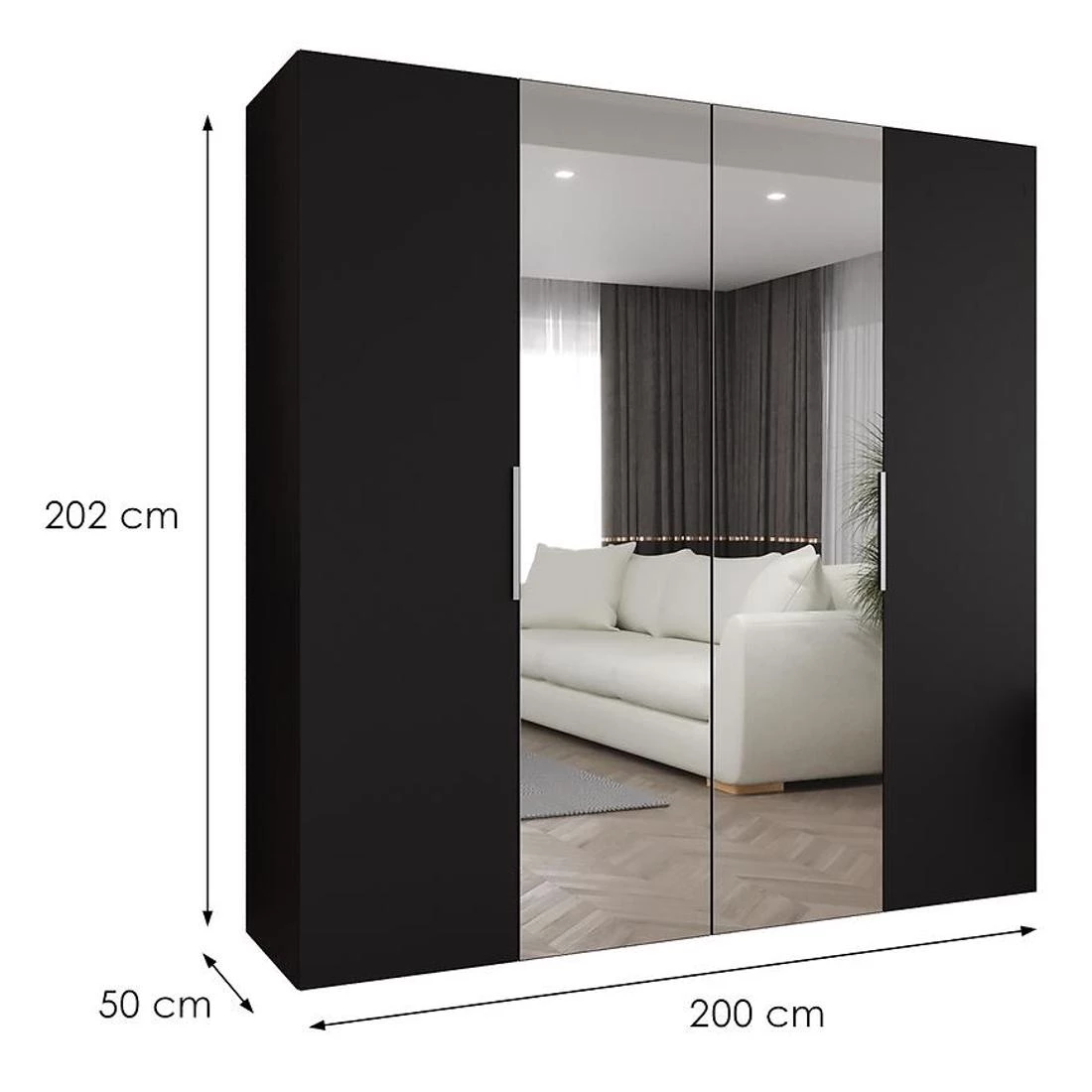 Marbella II garderober 200x50x202 cm crna/srebrna