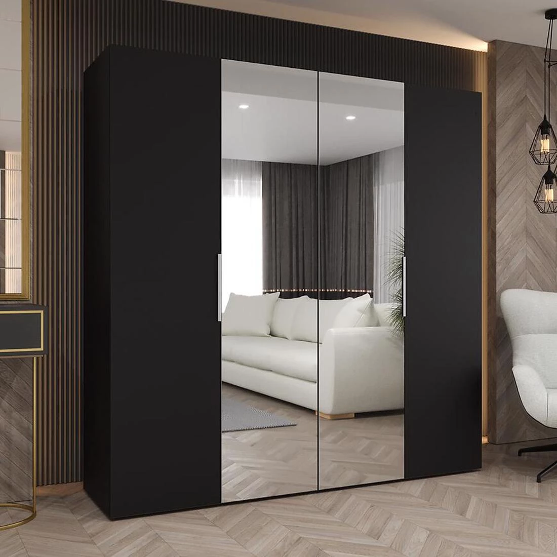 Marbella II garderober 200x50x202 cm crna/srebrna