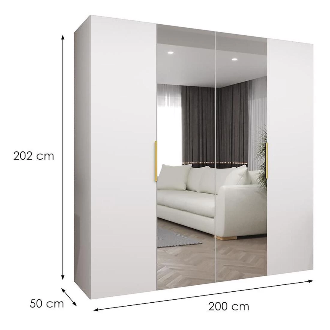 Marbella II garderober 200x50x202 cm bela/zlatna