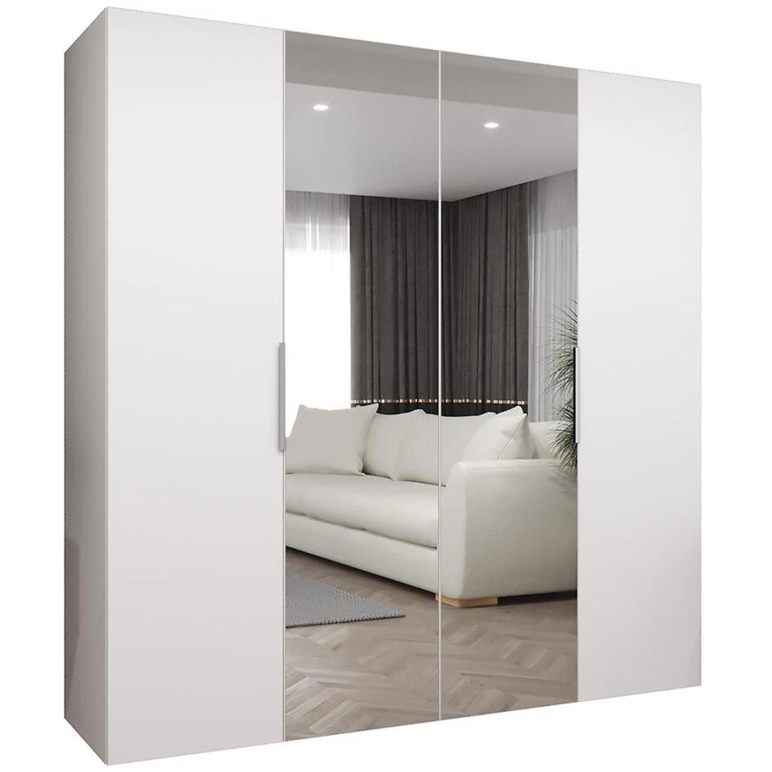 Marbella II garderober 200x50x202 cm bela/srebrna
