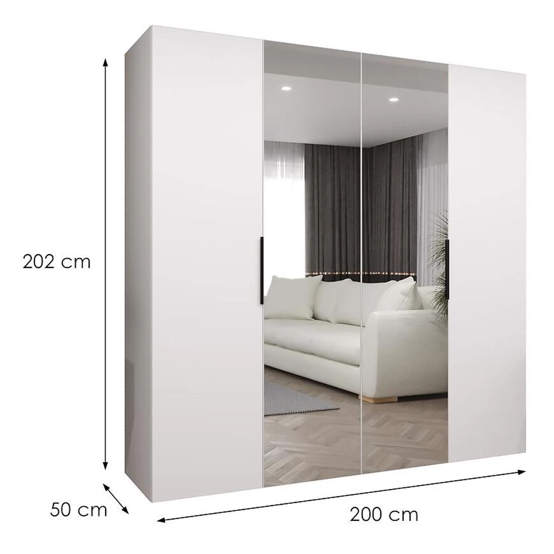 Marbella II garderober 200x50x202 cm bela/crna