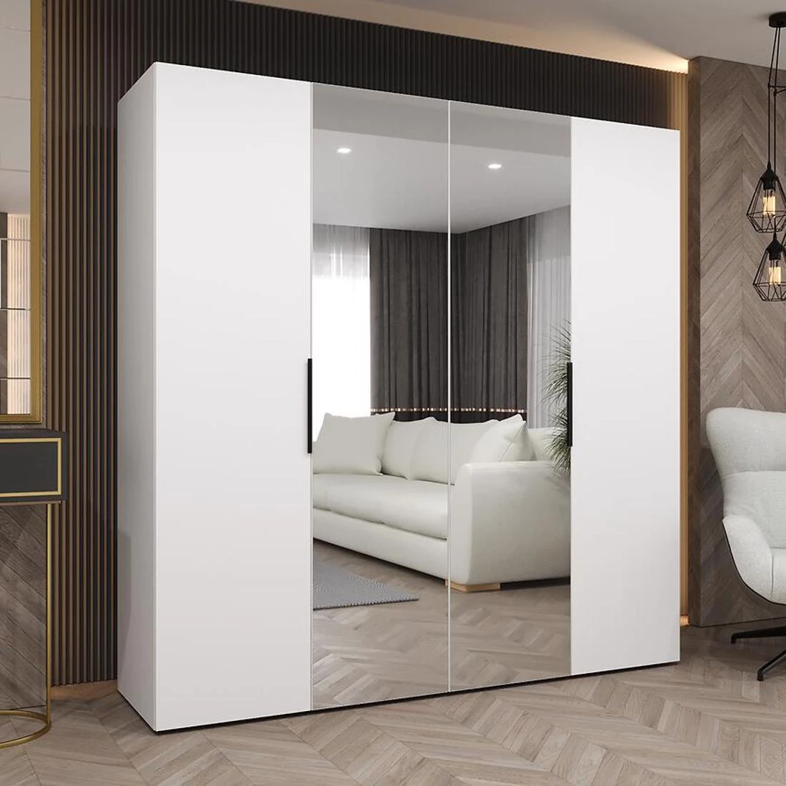 Marbella II garderober 200x50x202 cm bela/crna