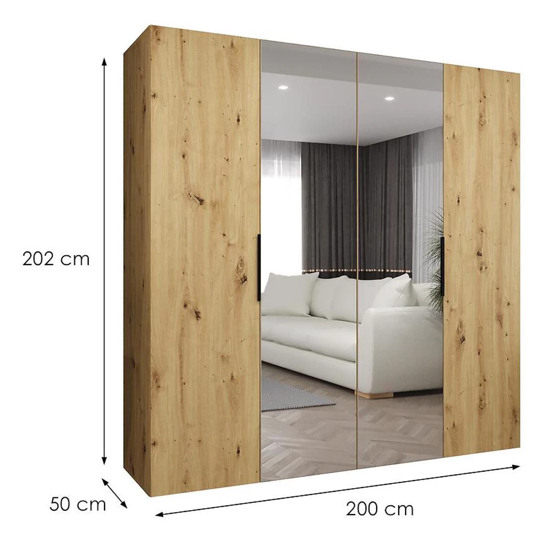 Marbella II garderober 200x50x202 cm artisan/crna