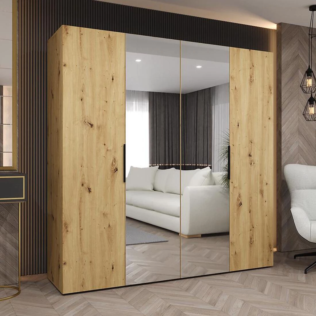 Marbella II garderober 200x50x202 cm artisan/crna