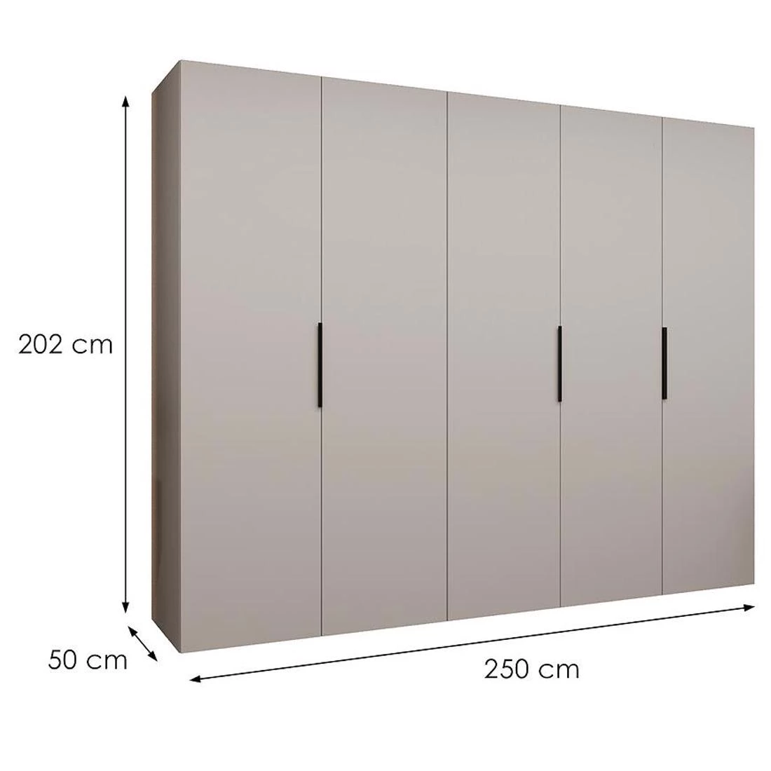 Marbella I garderober 250x50x202 cm kašmir/crna