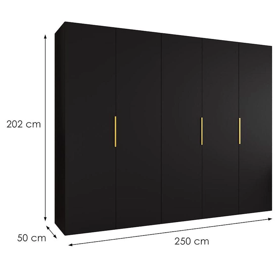Marbella I garderober 250x50x202 cm crna/zlatna