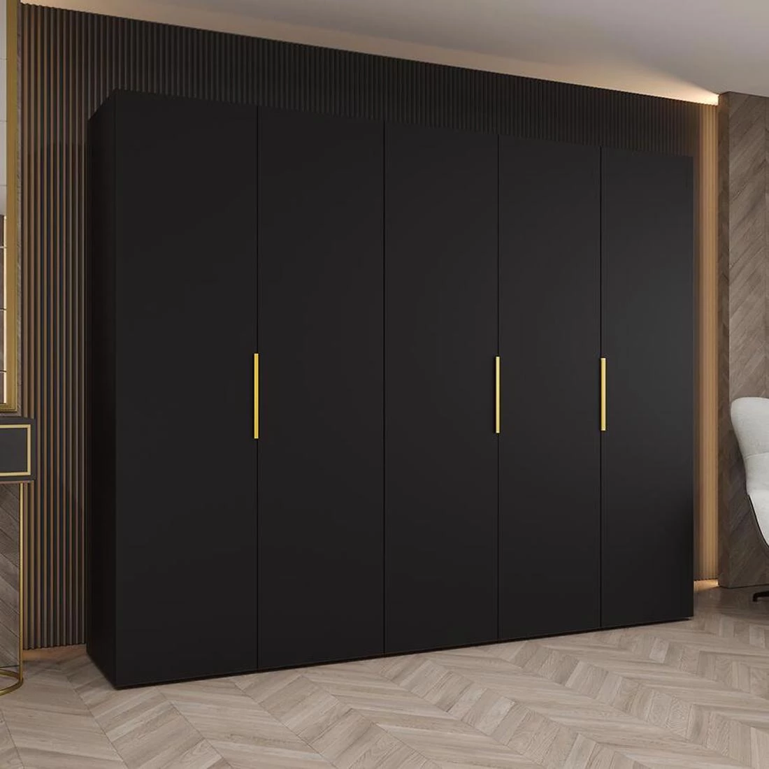 Marbella I garderober 250x50x202 cm crna/zlatna