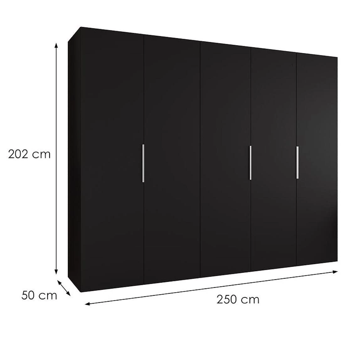 Marbella I garderober 250x50x202 cm crna/srebrna