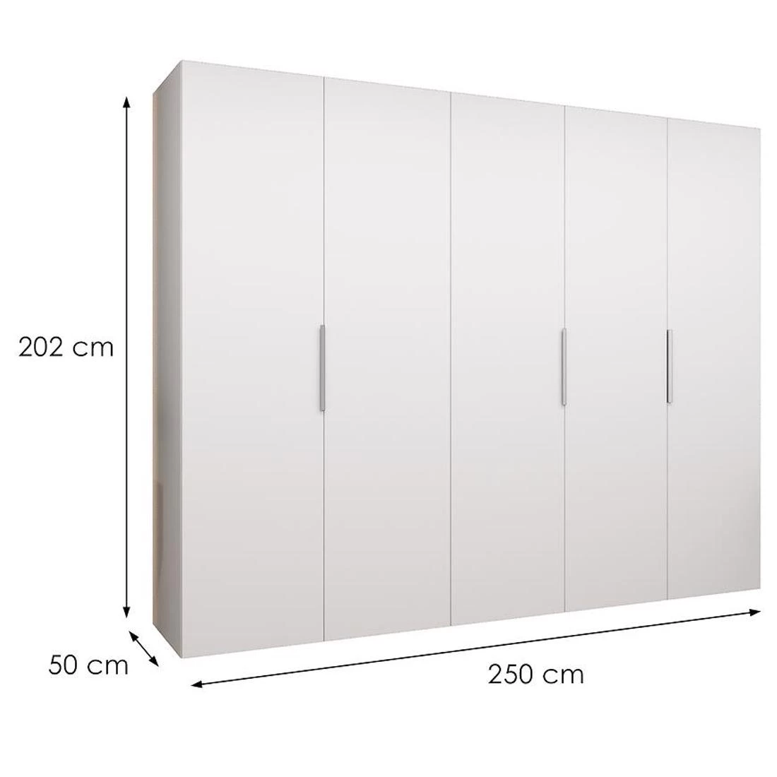 Marbella I garderober 250x50x202 cm bela/srebrna