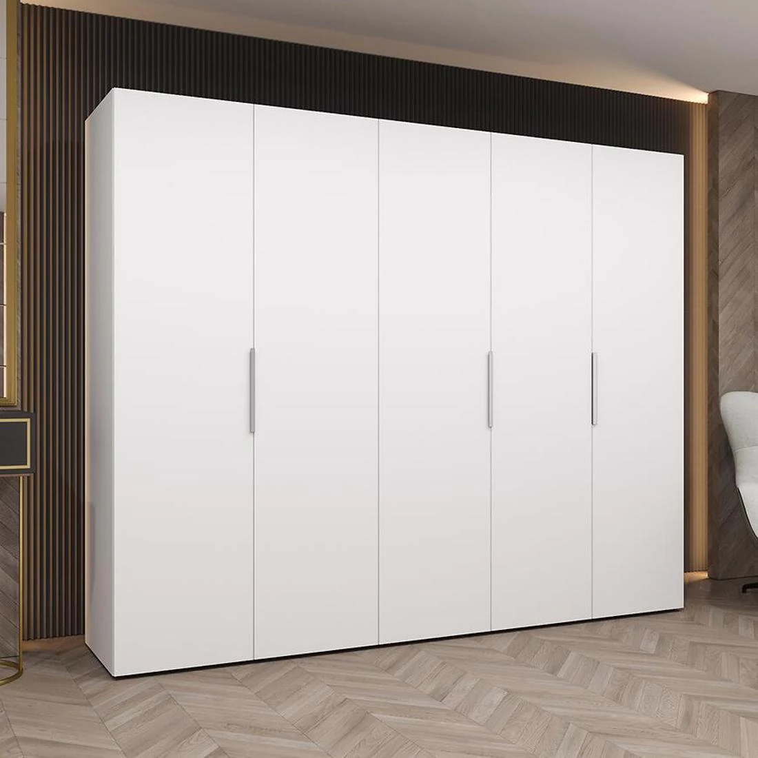 Marbella I garderober 250x50x202 cm bela/srebrna