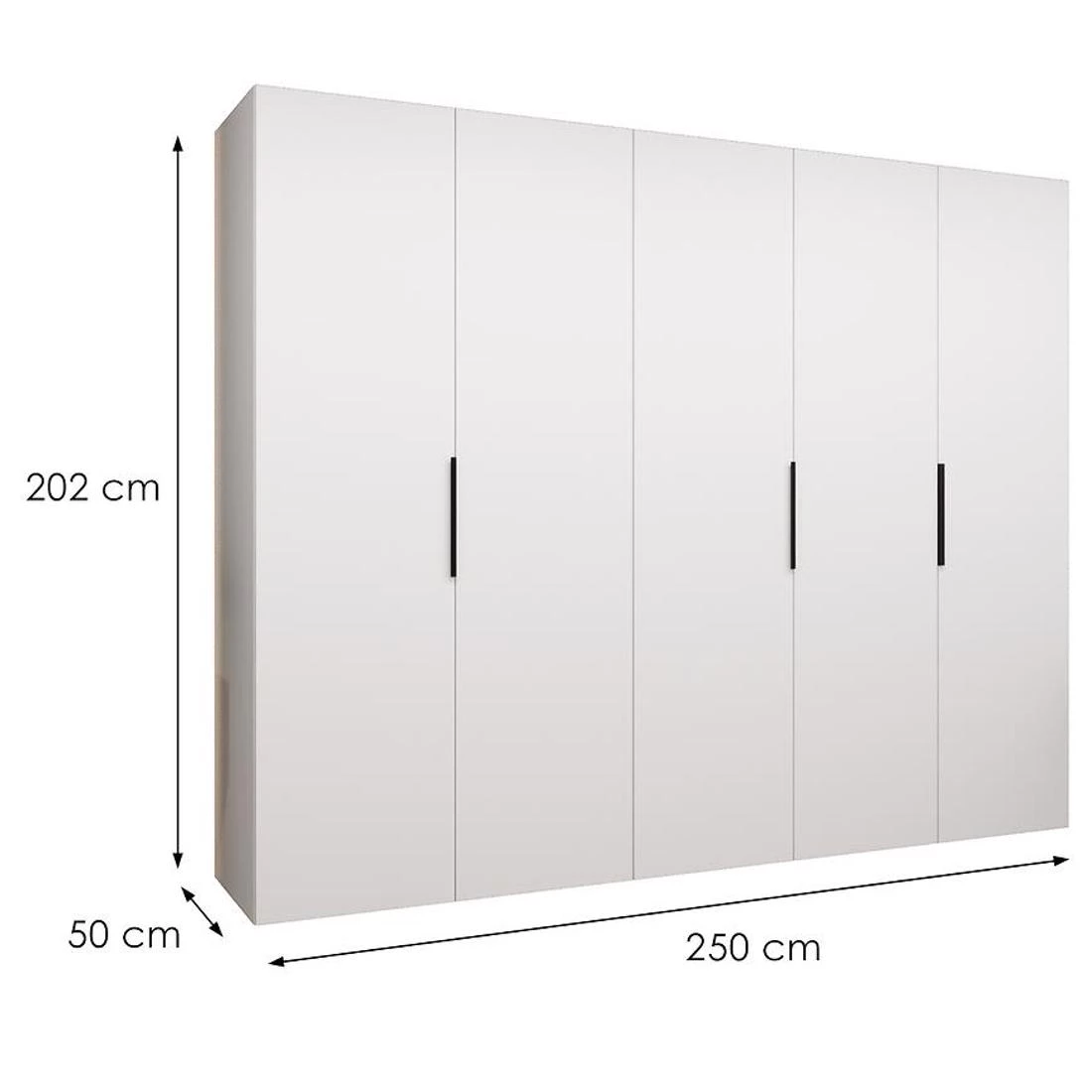 Marbella I garderober 250x50x202 cm bela/crna