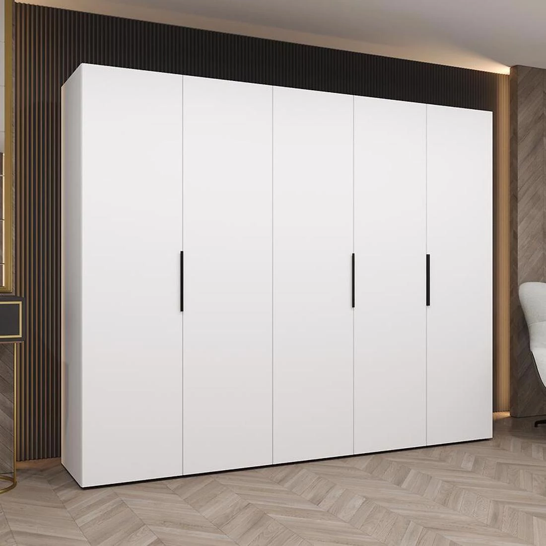Marbella I garderober 250x50x202 cm bela/crna
