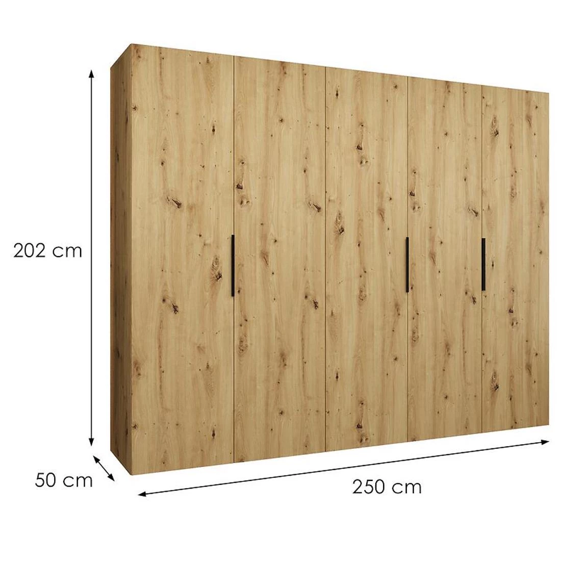 Marbella I garderober 250x50x202 cm artisan/crna