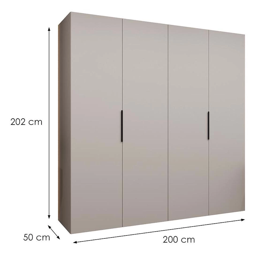 Marbella I garderober 200x50x202 cm kašmir/crna