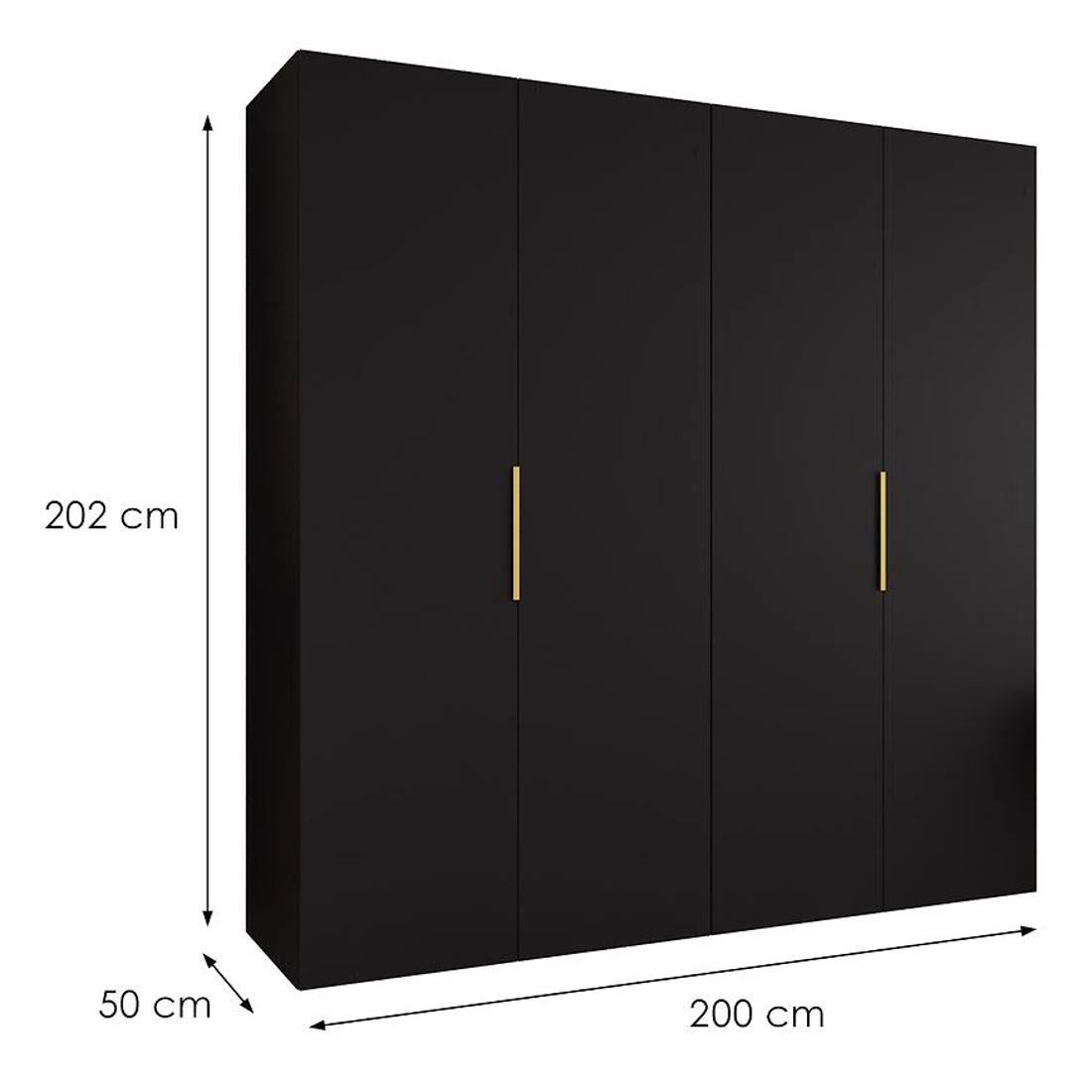 Marbella I garderober 200x50x202 cm crna/zlatna