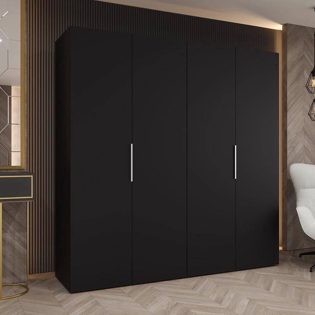 Marbella I garderober 200x50x202 cm crna/srebrna