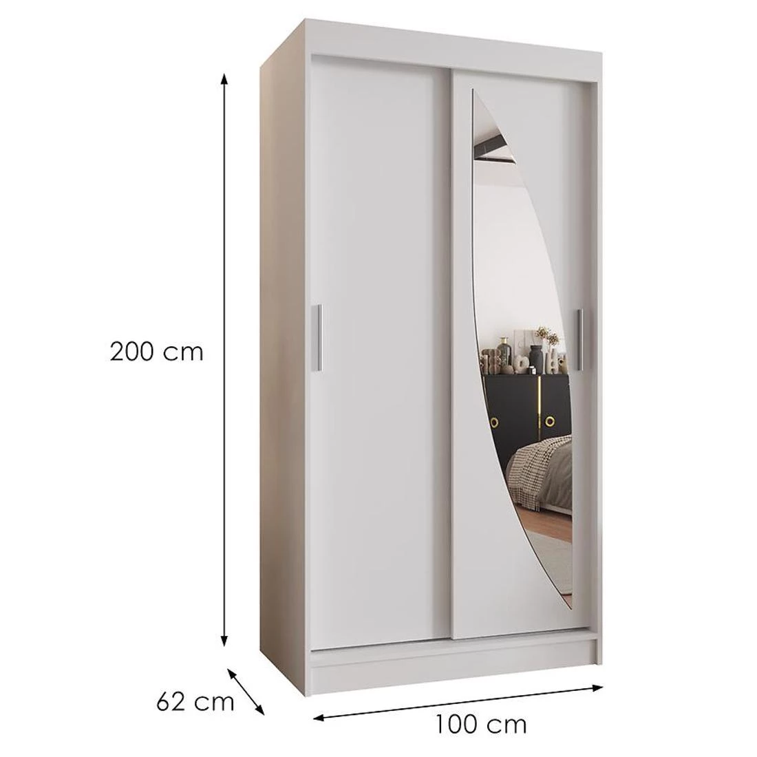 Milo garderober 100x62x200 cm bela
