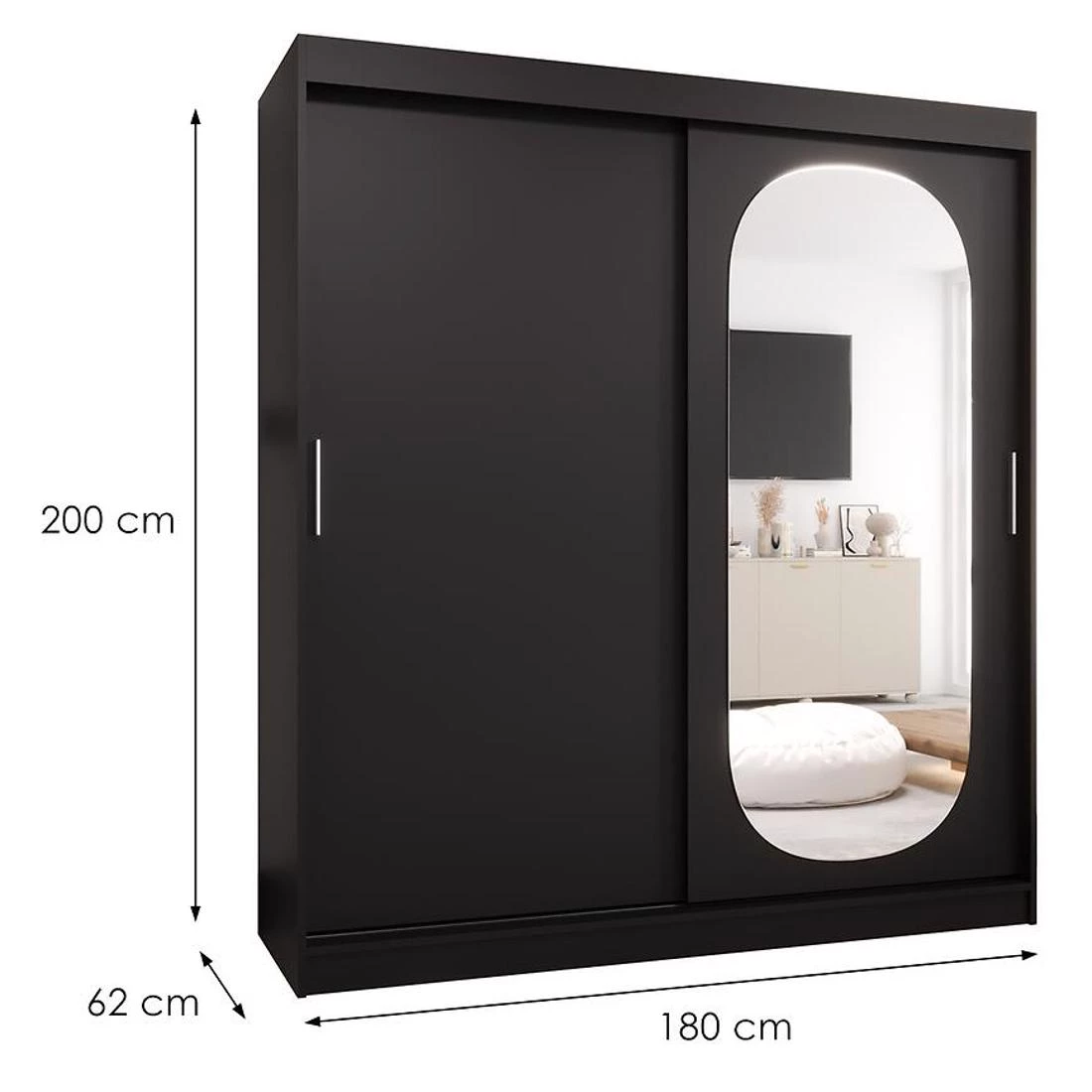 Royal garderober 180x62x200 cm crna