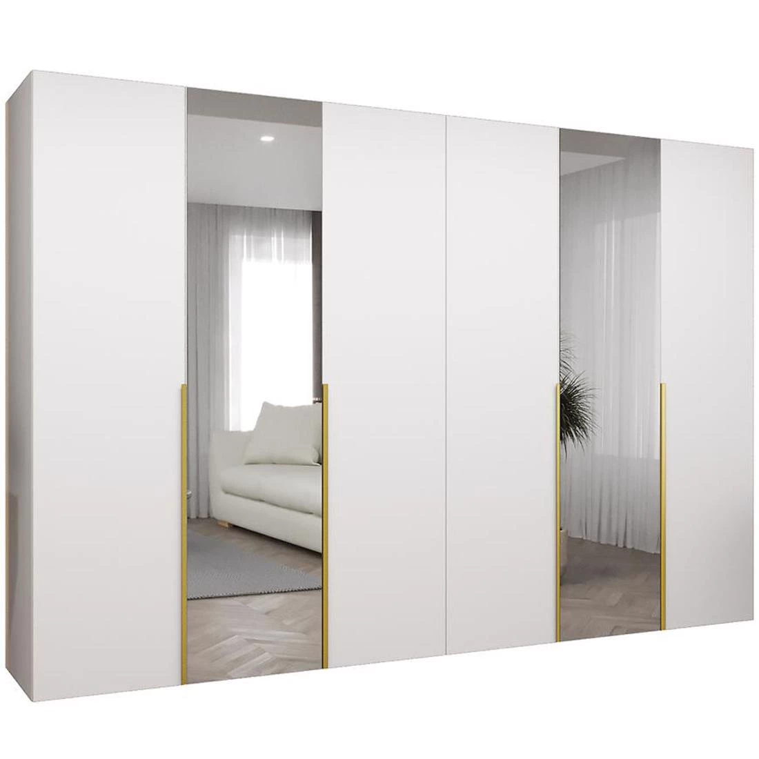 Alicante II garderober 300x50x202 cm bela/zlatna