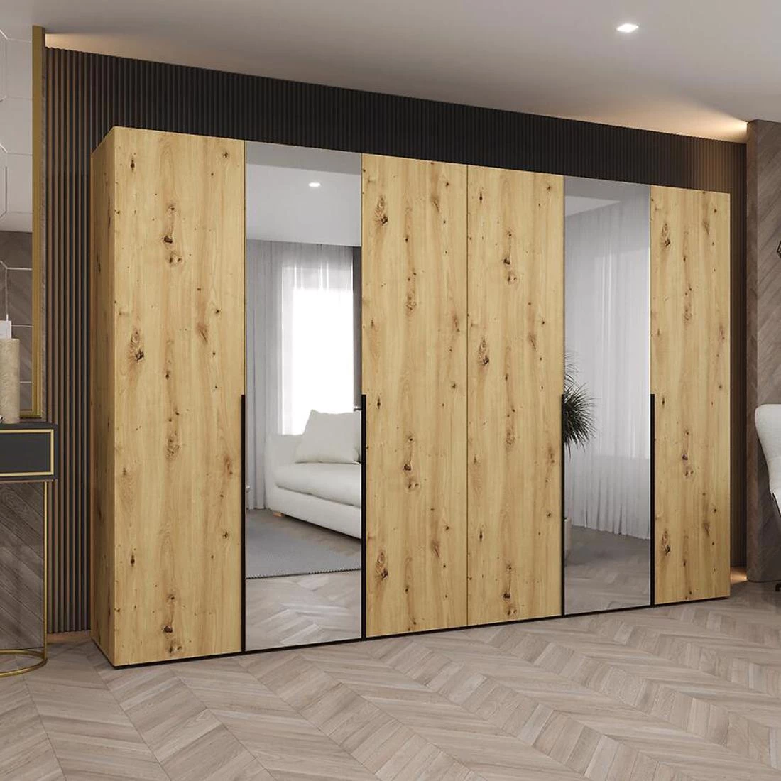 Alicante II garderober 300x50x202 cm artisan/crna