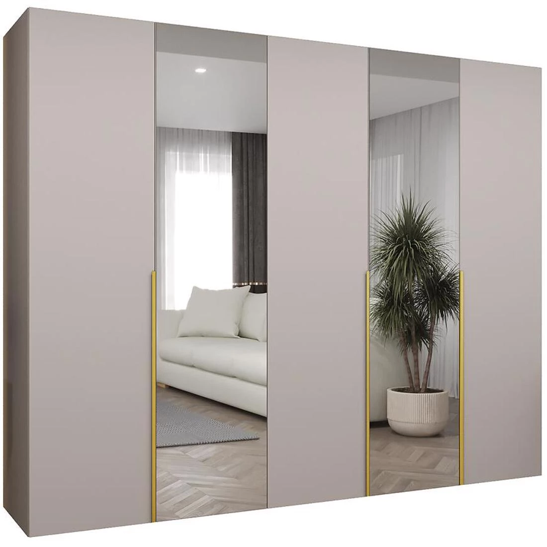 Alicante II garderober 250x50x202 cm kašmir/zlatna