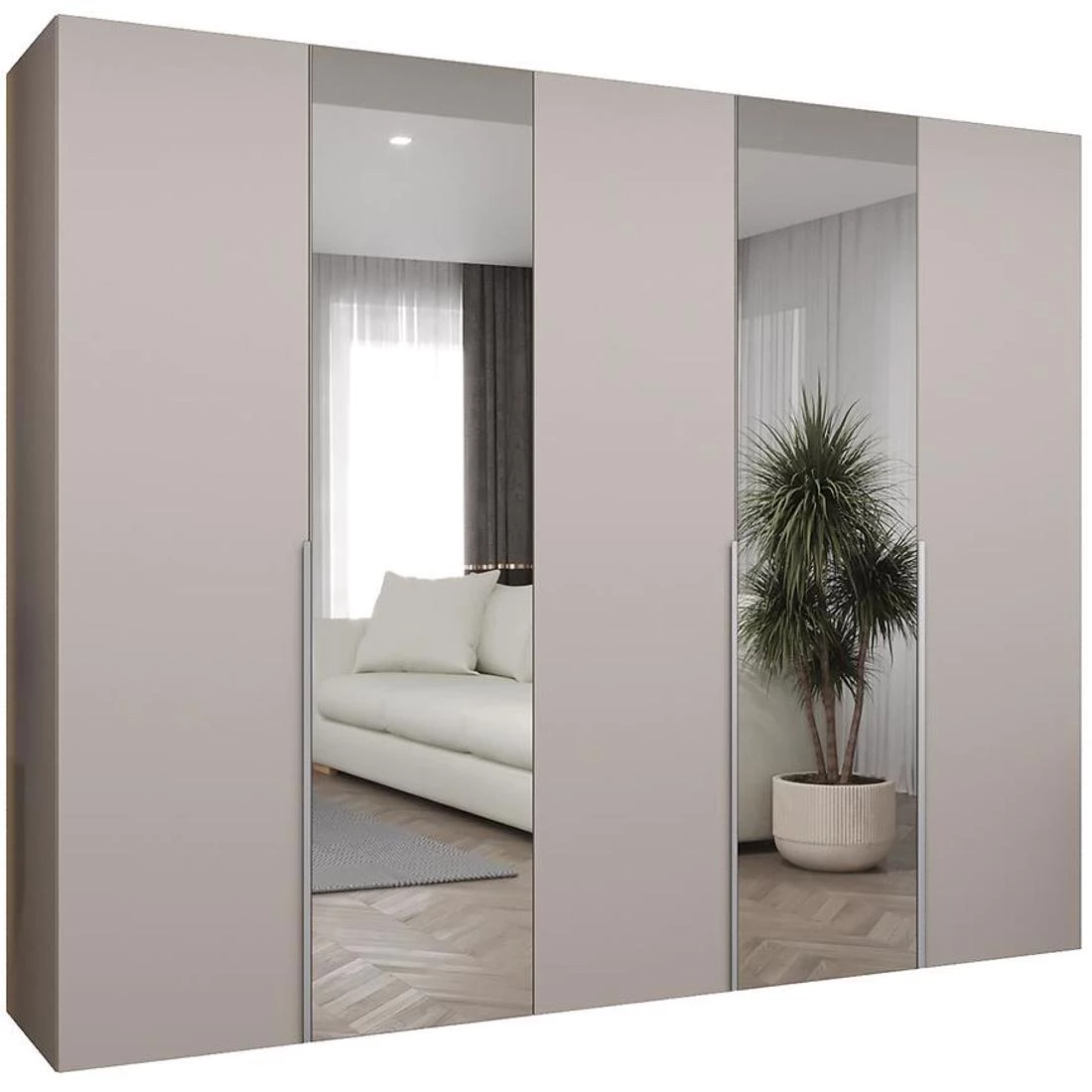 Alicante II garderober 250x50x202 cm kašmir/srebrna
