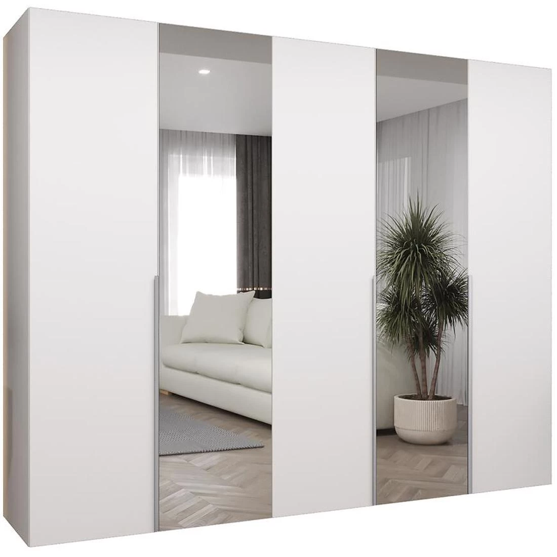 Alicante II garderober 250x50x202 cm bela/srebrna