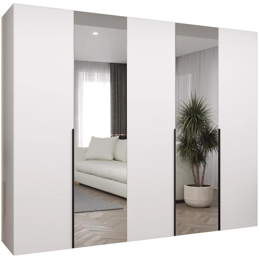 Alicante II garderober 250x50x202 cm bela/crna