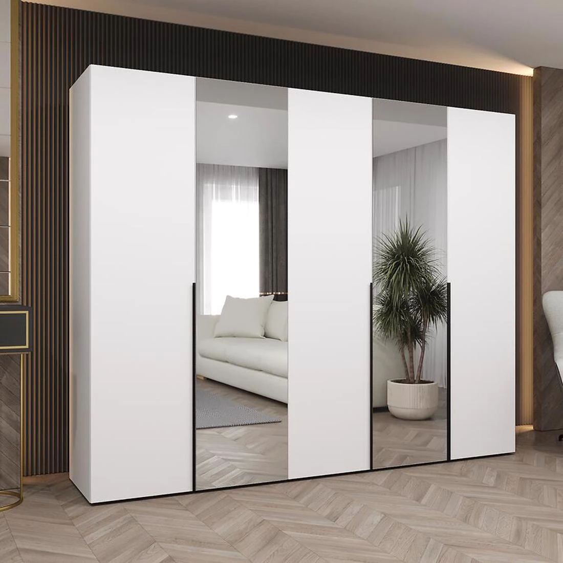 Alicante II garderober 250x50x202 cm bela/crna