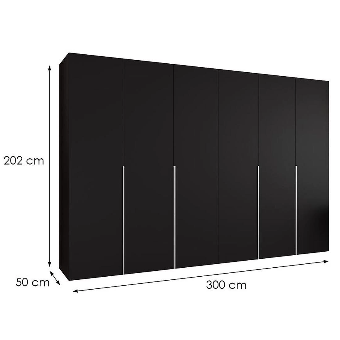 Alicante I garderober 300x50x202 cm crna/srebrna