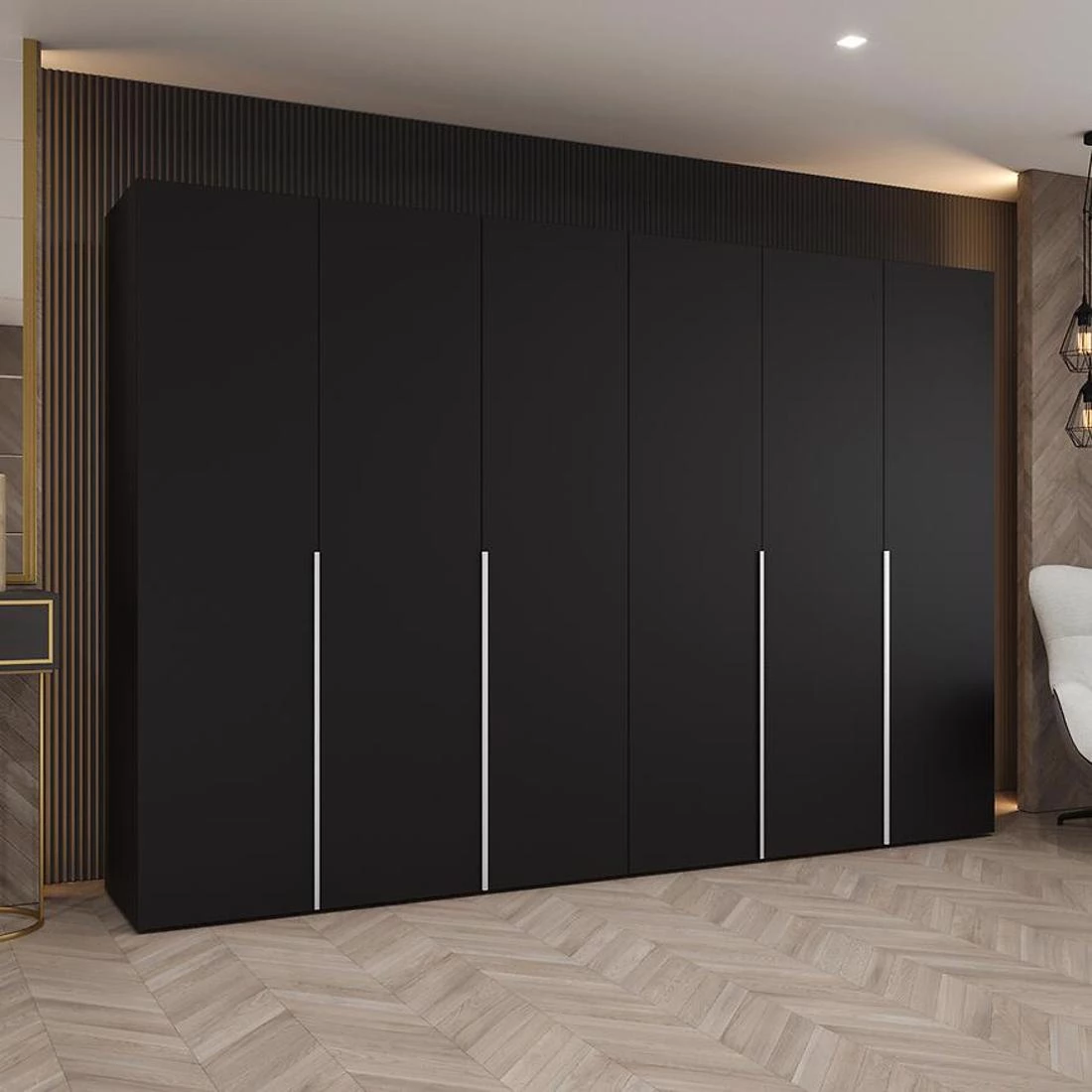 Alicante I garderober 300x50x202 cm crna/srebrna