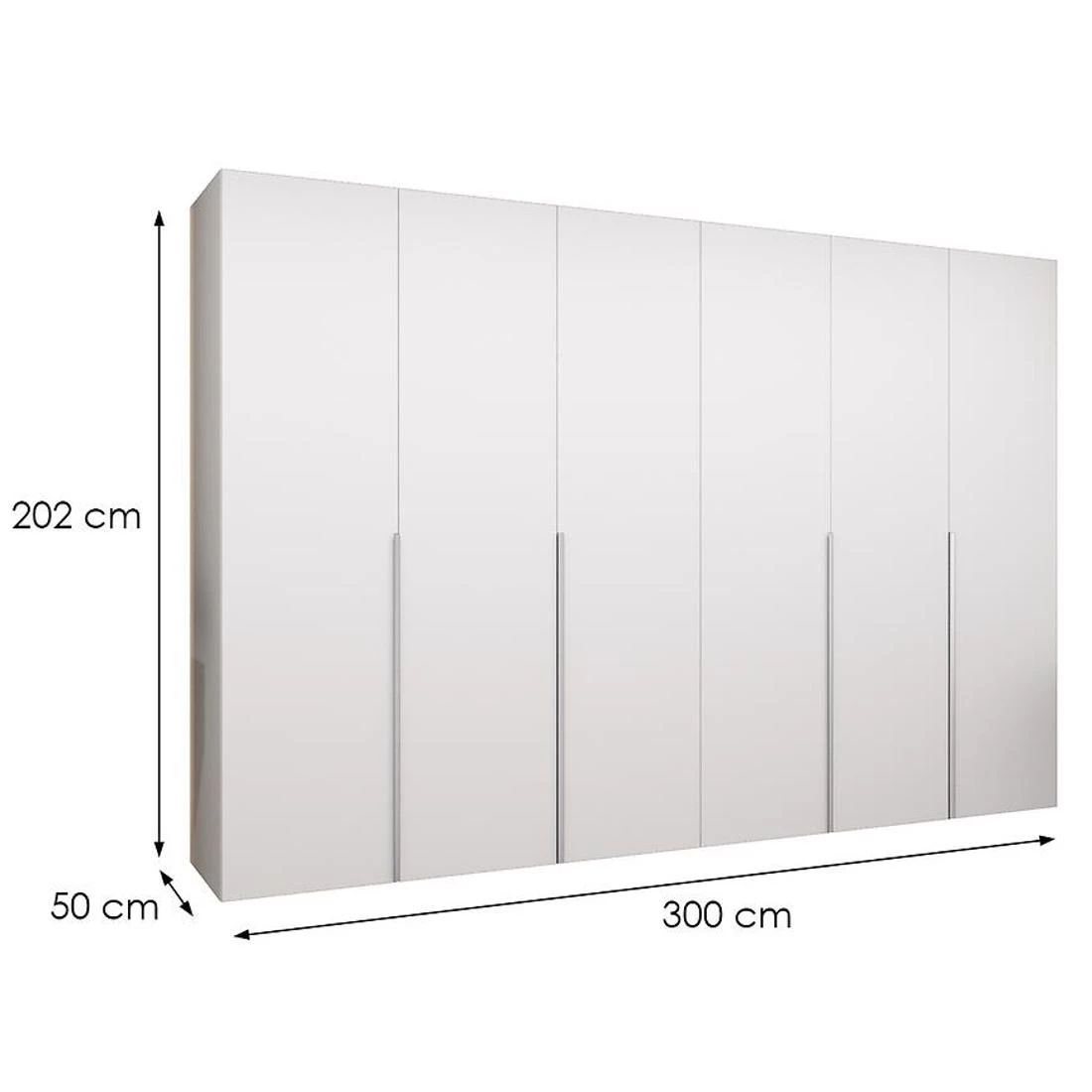 Alicante I garderober 300x50x202 cm bela/srebrna