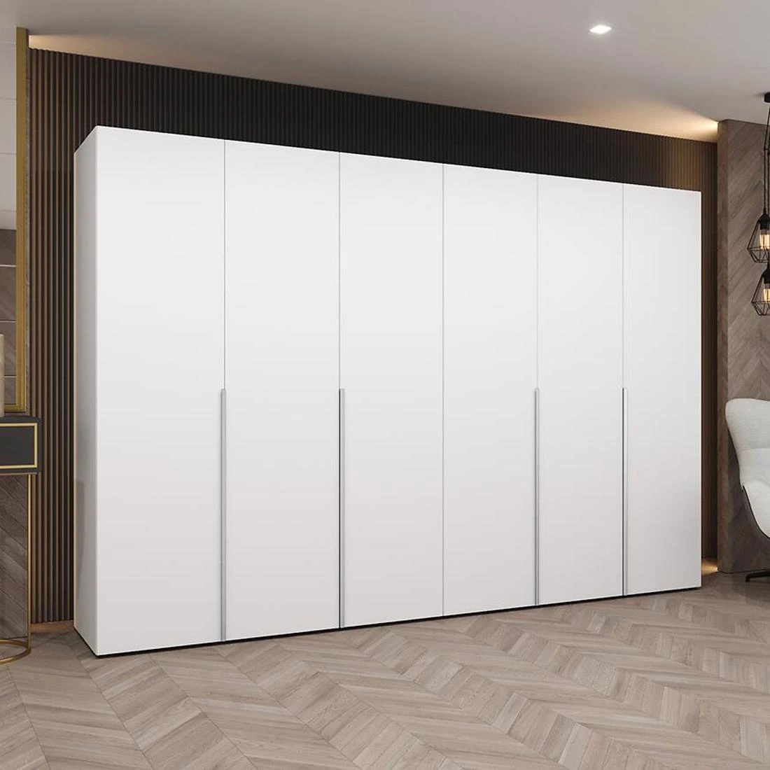 Alicante I garderober 300x50x202 cm bela/srebrna