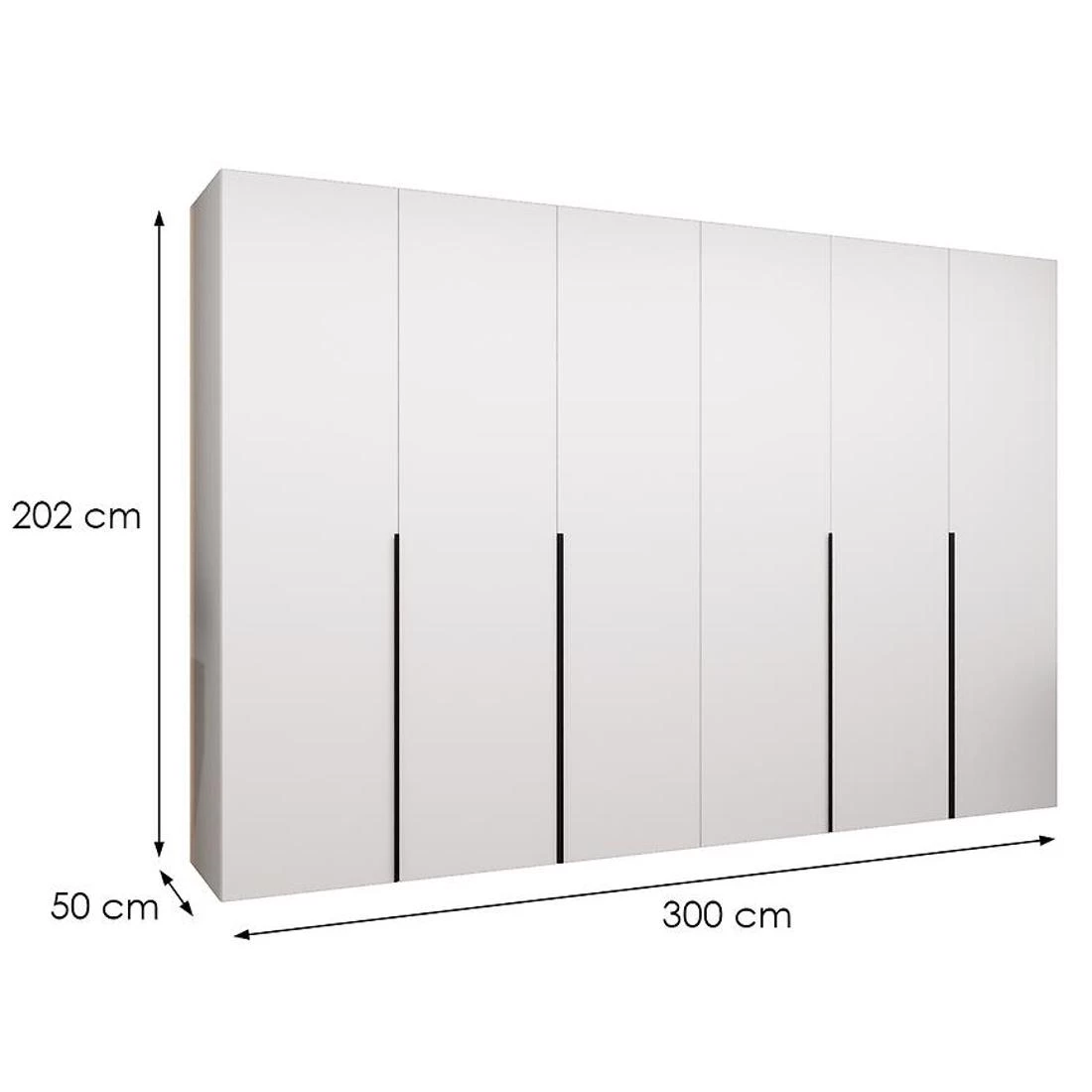 Alicante I garderober 300x50x202 cm bela/crna