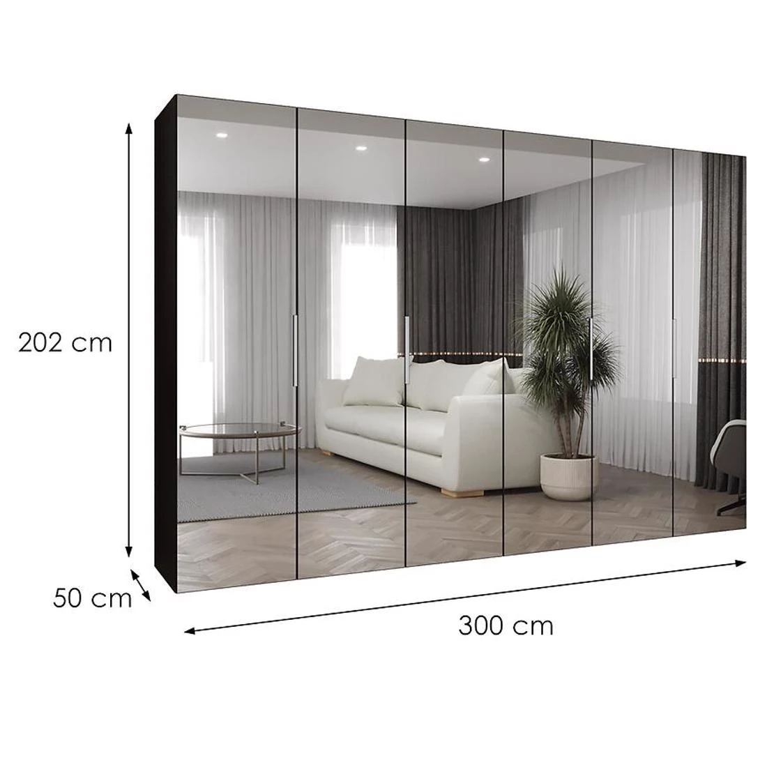 Marbella III 300 garderober 300x50x202 cm crna/srebrna