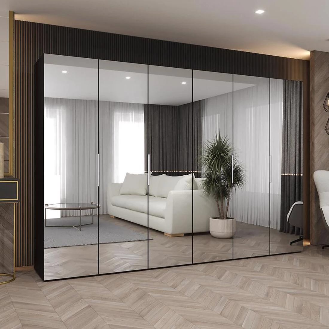 Marbella III 300 garderober 300x50x202 cm crna/srebrna