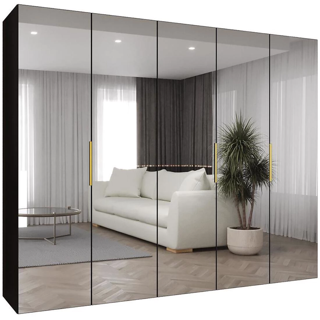 Marbella III garderober 250x50x202 cm crna/zlatna