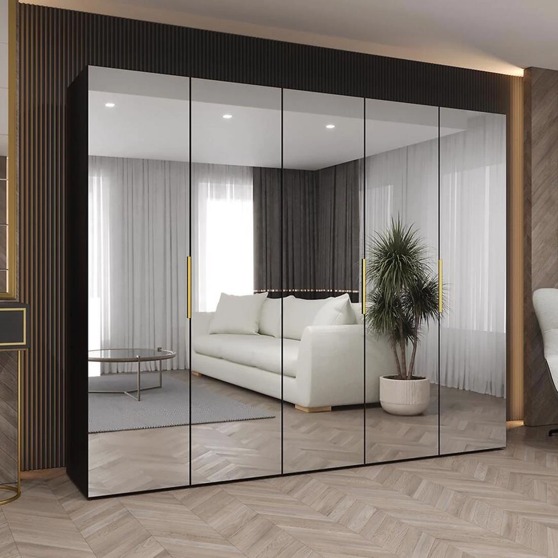 Marbella III garderober 250x50x202 cm crna/zlatna