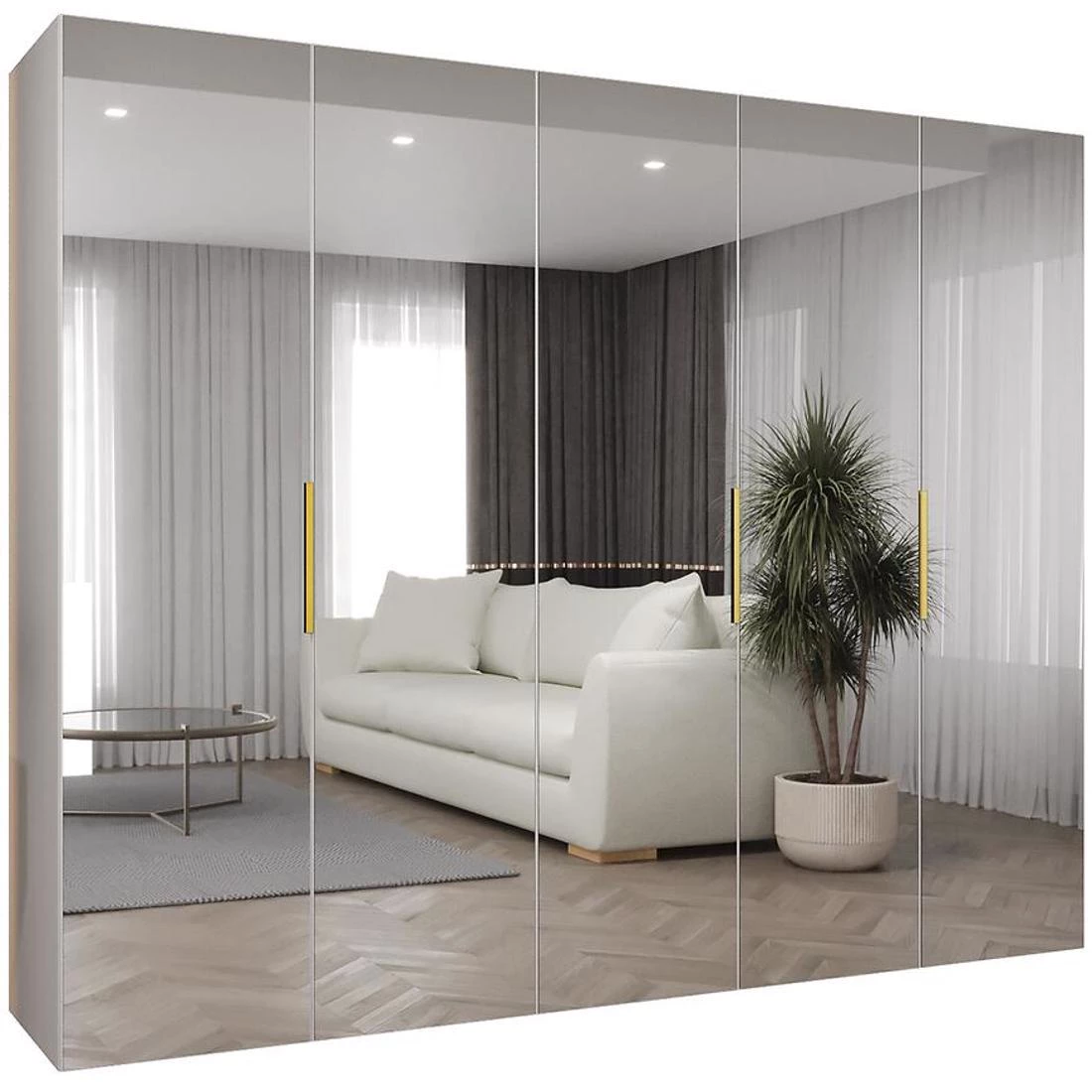 Marbella III garderober 250x50x202 cm bela/zlatna