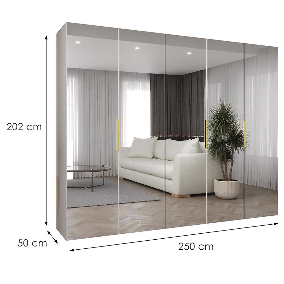 Marbella III garderober 250x50x202 cm bela/zlatna