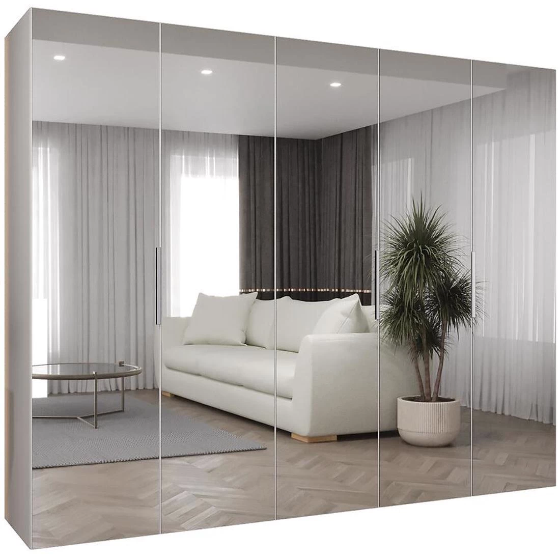 Marbella III garderober 250x50x202 cm bela/srebrna