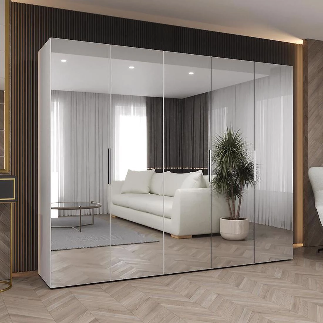 Marbella III garderober 250x50x202 cm bela/srebrna