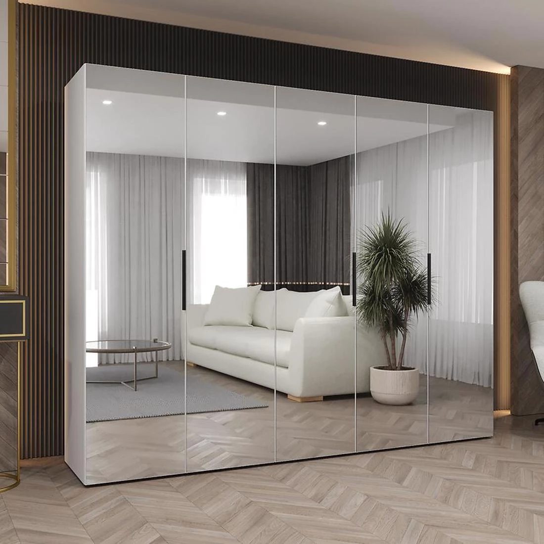 Marbella III garderober 250x50x202 cm bela/crna