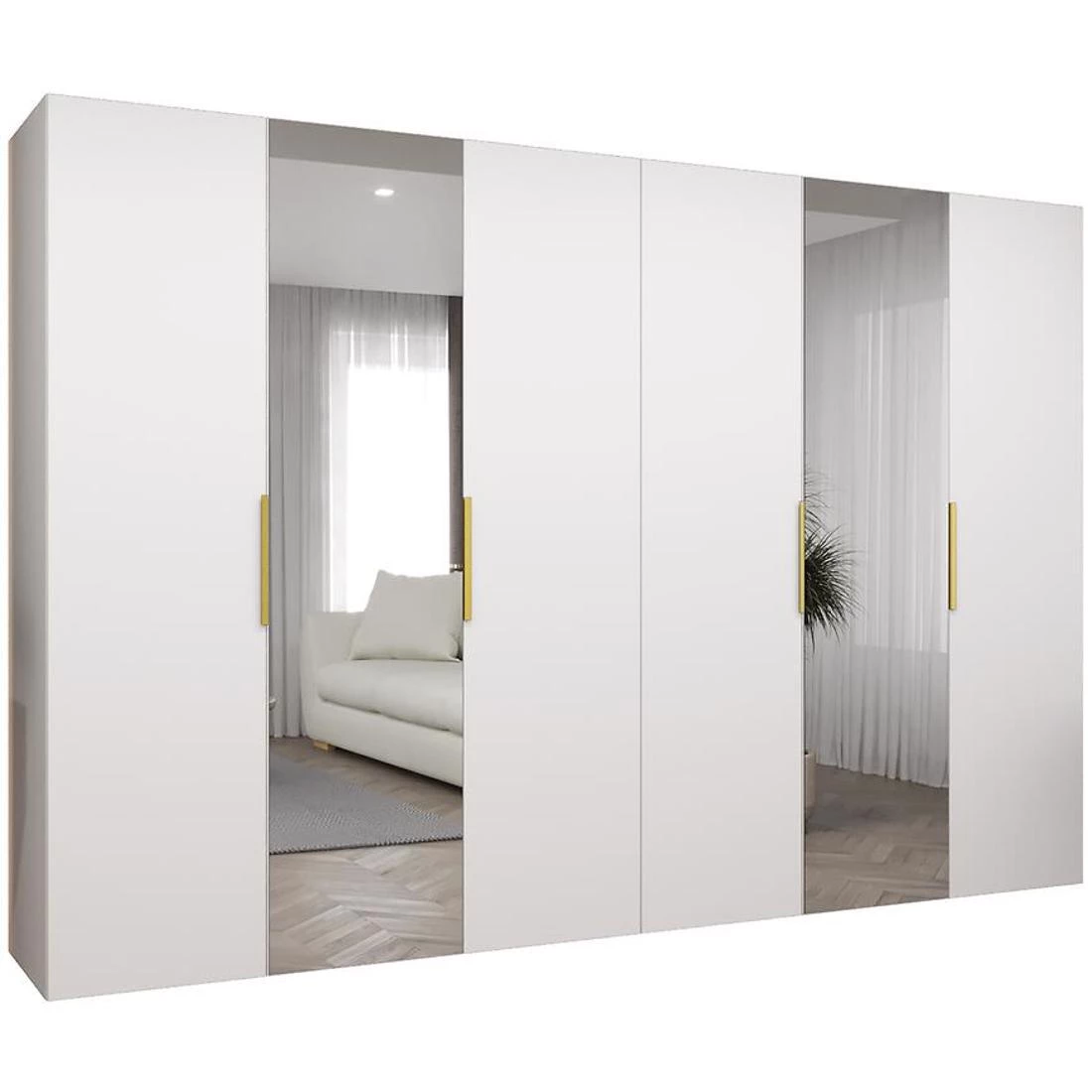 Marbella II garderober 300x50x202 cm bela/zlatna