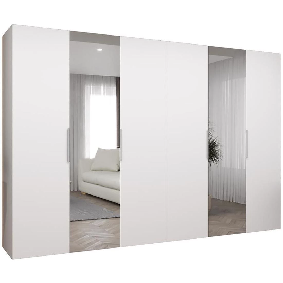 Marbella II garderober 300x50x202 cm bela/srebrna