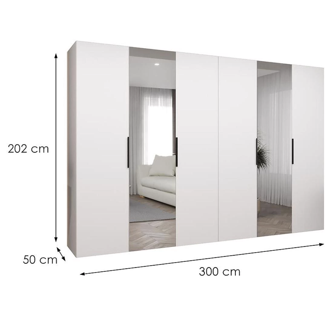 Marbella II garderober 300x50x202 cm bela/crna