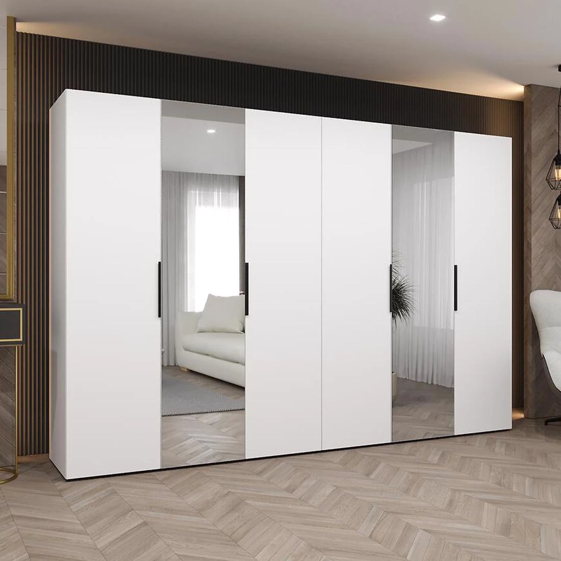 Marbella II garderober 300x50x202 cm bela/crna