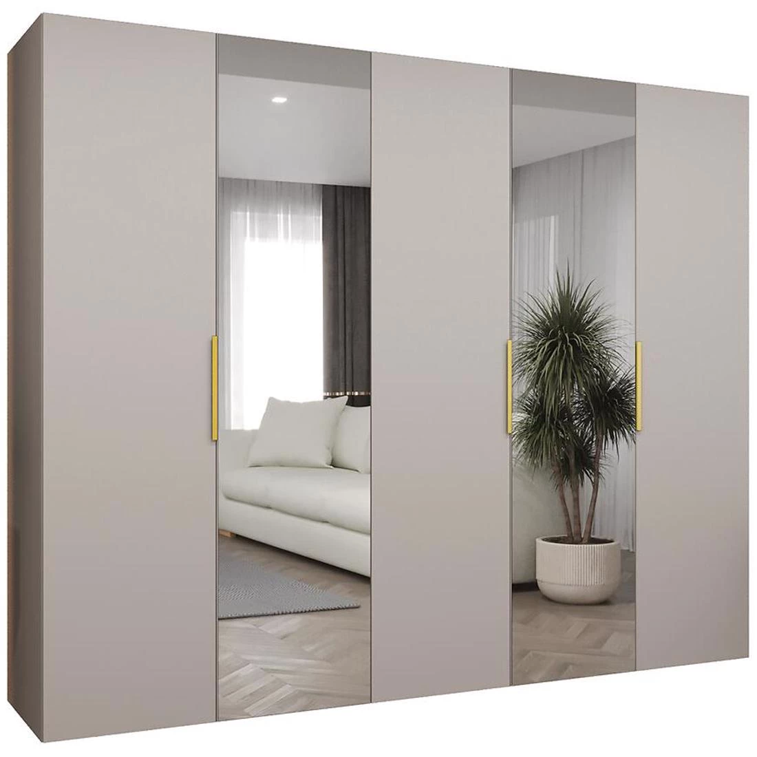 Marbella II garderober 250x50x202 cm kašmir/zlatna