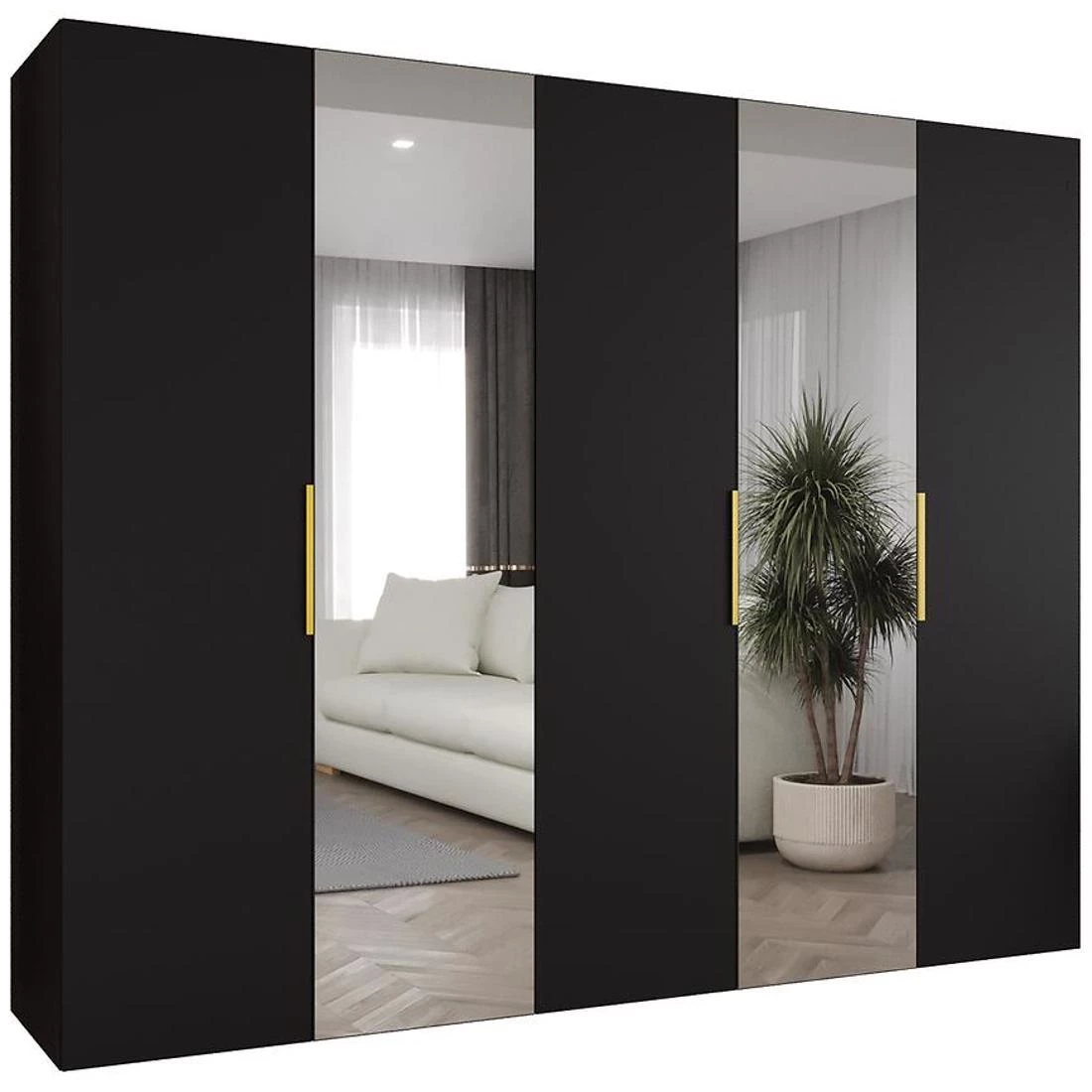 Marbella II garderober 250x50x202 cm crna/zlatna