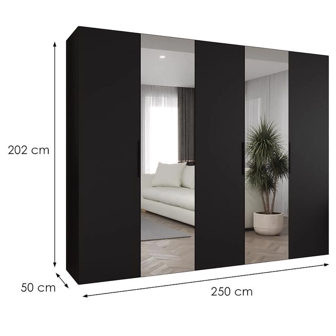 Marbella II garderober 250x50x202 cm crna